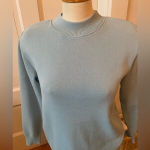 Vintage Mock neck Powder Blue Cotton Sweater. Size M.
